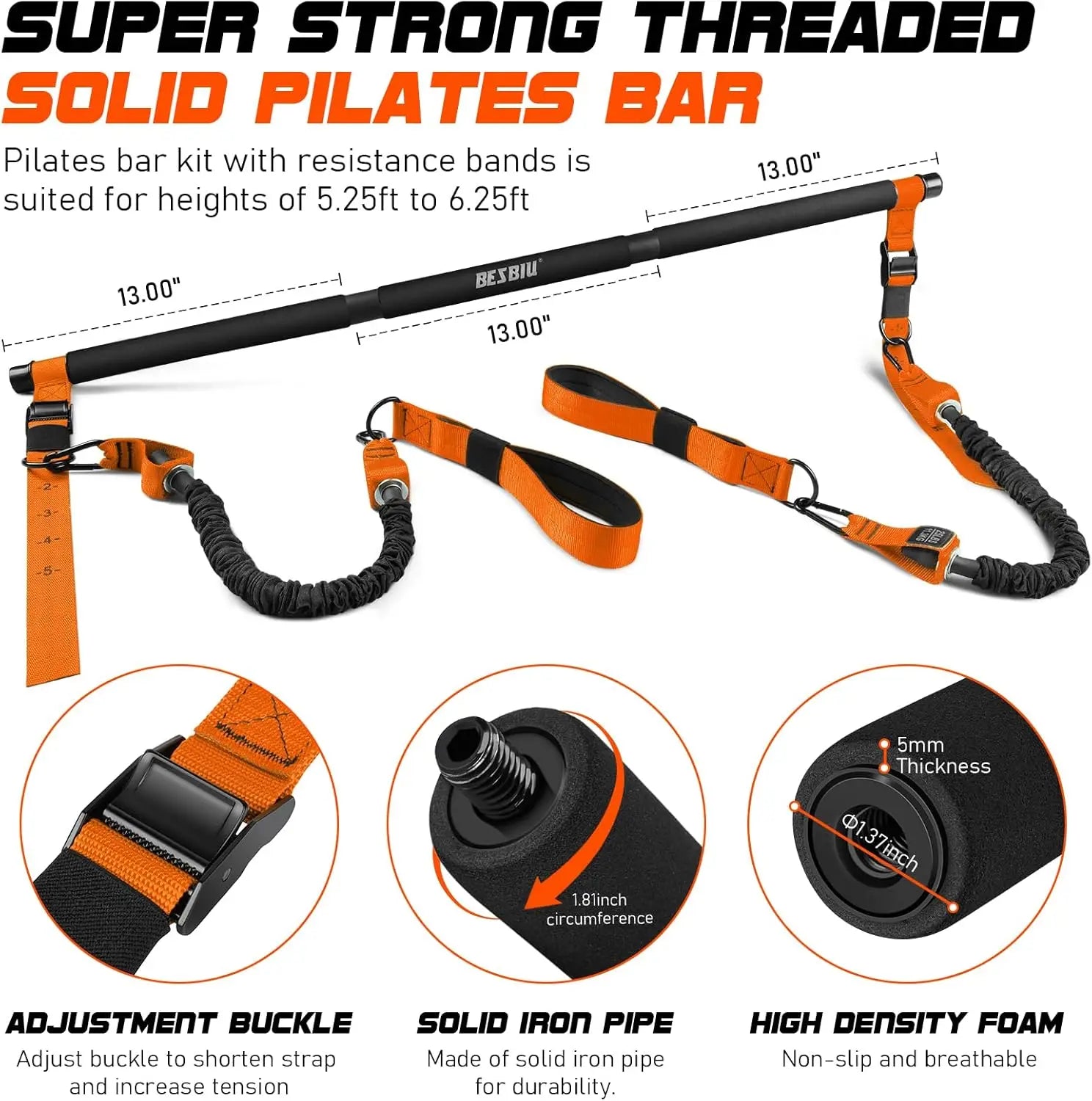 Pilates Bar Equipment Set - Orange