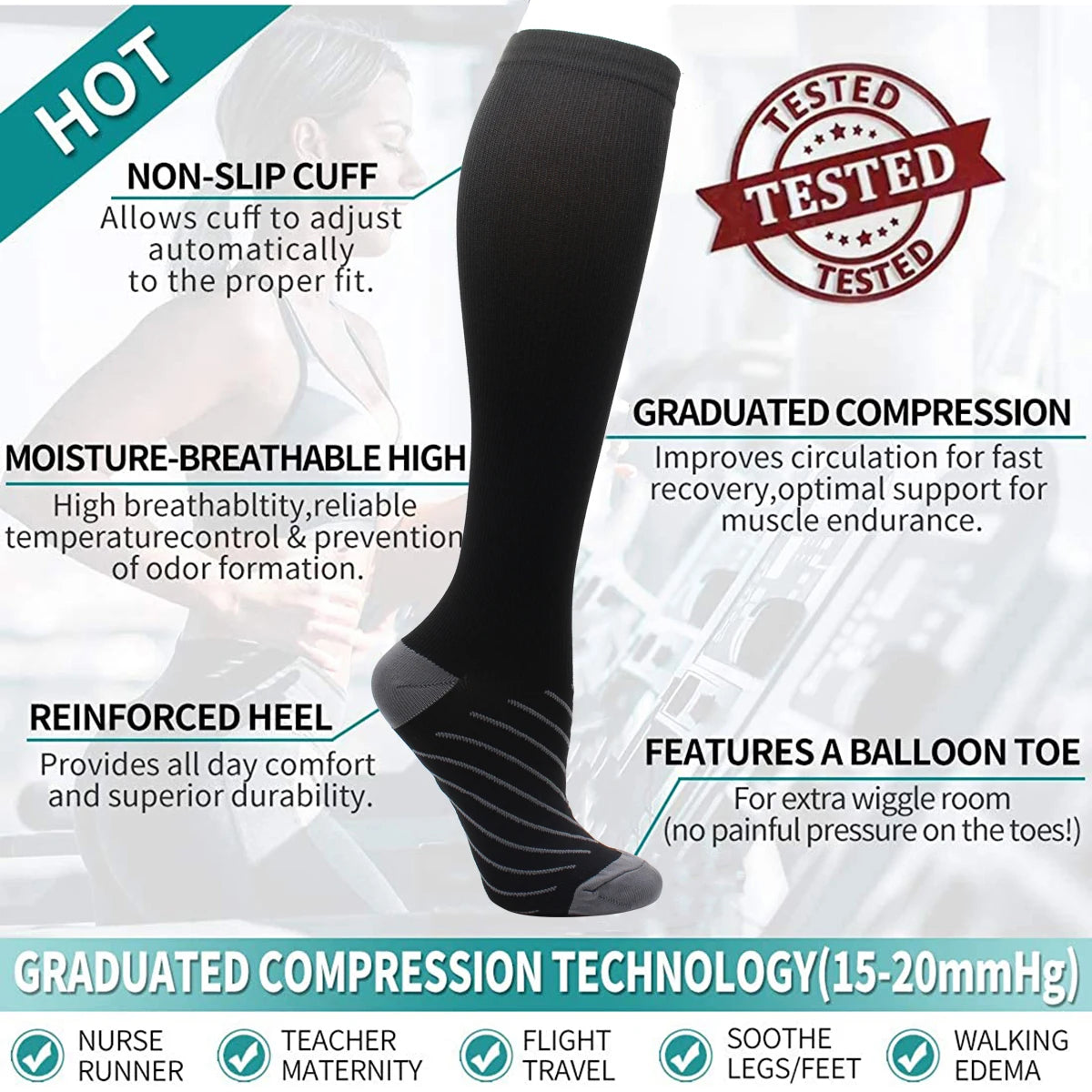 Compression Socks 6 Pairs Set