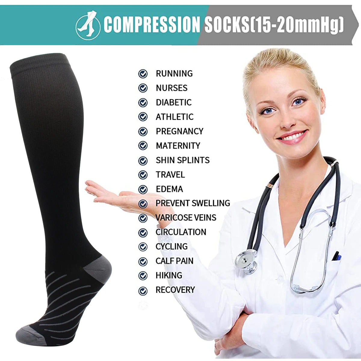 Compression Socks 6 Pairs Set